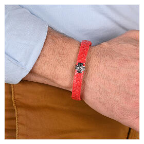 Bracciale Agios in fibra argento 925 brunito rosso