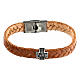 Agios bracelet of brown fibre, burnished 925 silver s1
