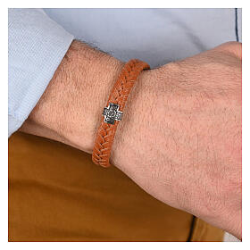 Bracciale Agios in fibra marrone argento 925 brunito 