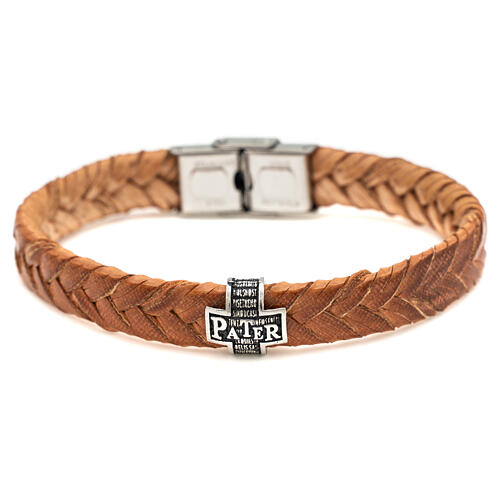 Bracciale Agios in fibra marrone argento 925 brunito  1