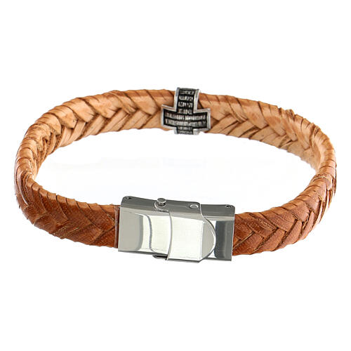 Bracciale Agios in fibra marrone argento 925 brunito  3