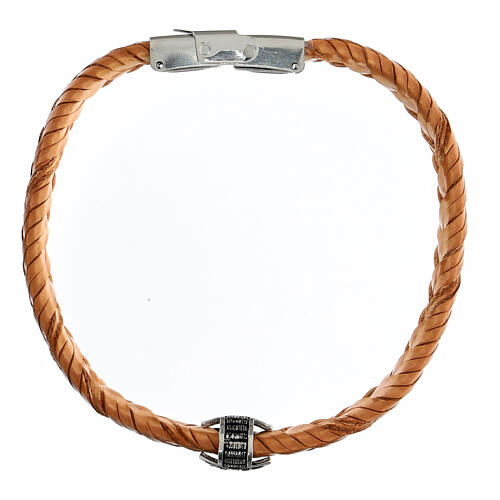 Bracciale Agios in fibra marrone argento 925 brunito  4