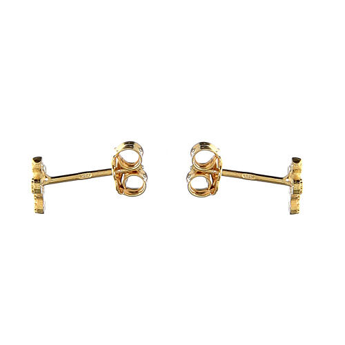 Agios stud earrings, cross with black rhinestones, gold plated 925 silver 2