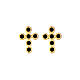 Brincos Agios cruz zircões pretos prata 925 dourada s1