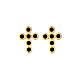 Agios 925 silver gilded black zircon cross earrings s1