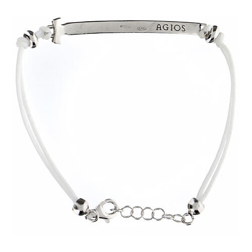 Agios white rope bracelet with plaque, burnished rhodium-plated 925 silver 2