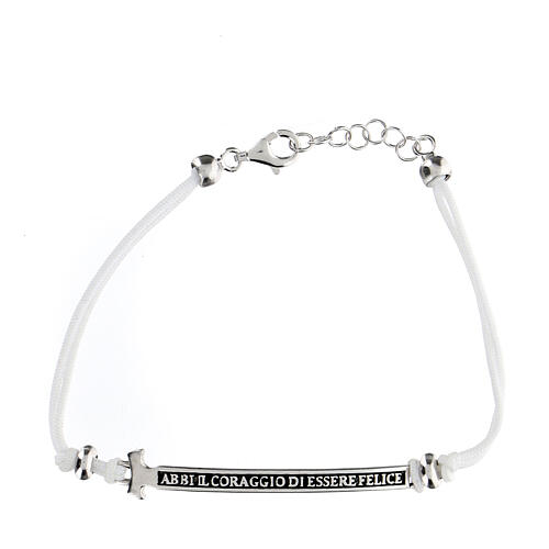 White string bracelet Agios rhodium burnished 925 silver 1