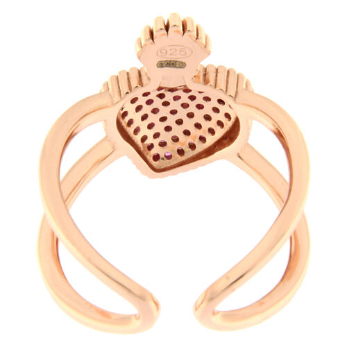 Bague Sacrum Agios zircons rubis argent 925 rosé 5