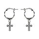 Rhodium-plated white zircon cross circle earrings 925 silver Agios s1