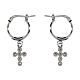 Rhodium-plated white zircon cross circle earrings 925 silver Agios s2