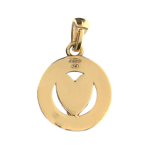 925 silver heart pendant burnished golden coin Benedictus 19 mm 3