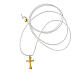 Collana cordino bianco croce dorato Agios argento 925  s3