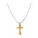 Agios 925 silver golden cross white cord necklace s2