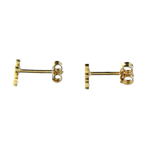Agios cross-shaped stud earrings with white rhinestones, gold plated 925 silver 2