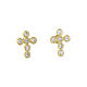 Agios cross-shaped stud earrings with white rhinestones, gold plated 925 silver s1