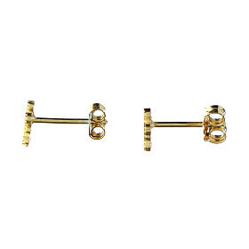 Agios cross earrings with white zircons, gold-plated 925 silver
