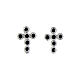 Cross stud earrings Agios in 925 silver cross with rhodium-plated black zircons s1