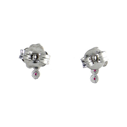 Agios cross-shaped stud earrings with red rhinestones, rhodium-plated 925 silver 3