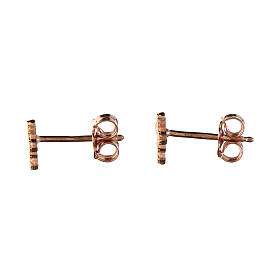 Agios cross-shaped stud earrings with black rhinestones, rosé 925 silver