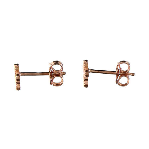 Agios cross-shaped stud earrings with black rhinestones, rosé 925 silver 2