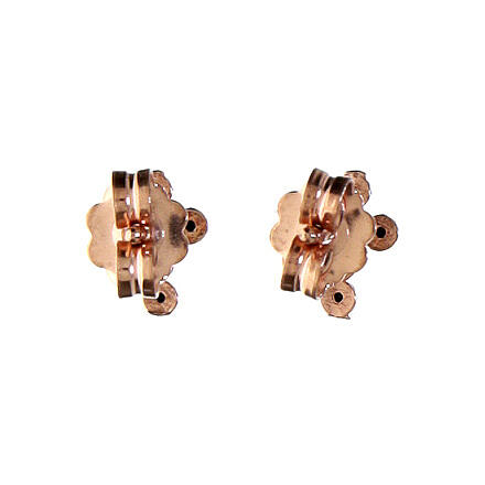 Agios cross-shaped stud earrings with black rhinestones, rosé 925 silver 3