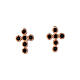 Agios cross-shaped stud earrings with black rhinestones, rosé 925 silver s1