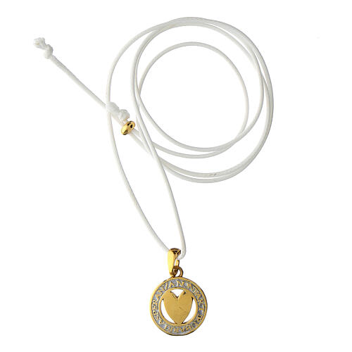Agios necklace of 925 silver, cut-out medal with golden enamelled heart 3