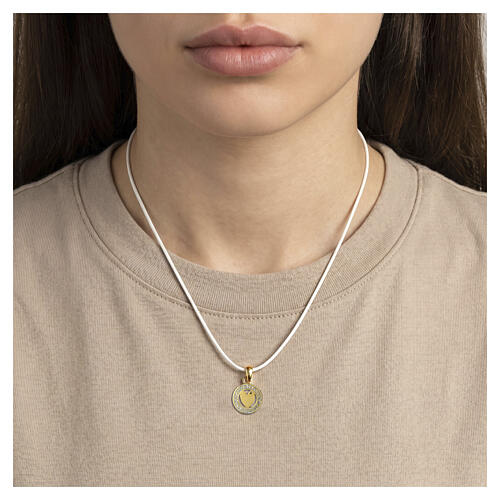 Collana Benedictus ciondolo moneta cuore dorato argento 925 smalto dorato 2