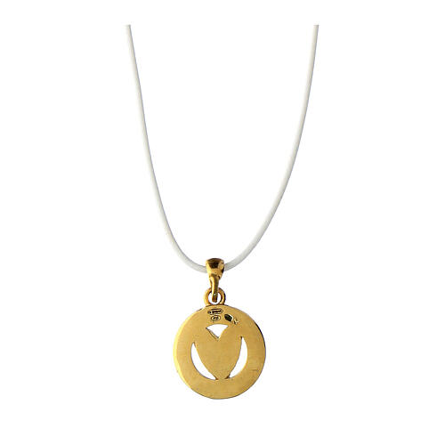 Collana Benedictus ciondolo moneta cuore dorato argento 925 smalto dorato 3