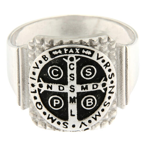 Saint Benedict ring 925 silver rhodium Agios 2