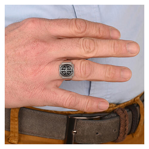 Saint Benedict ring 925 silver rhodium Agios 2