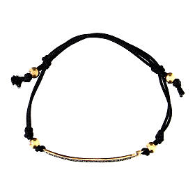 Bracciale corda targhetta Agios dorato brunito argento 925 