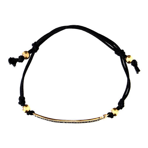 Bracciale corda targhetta Agios dorato brunito argento 925  1