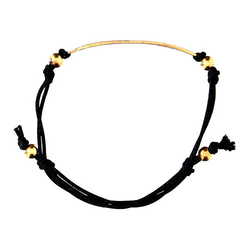 Bracciale corda targhetta Agios dorato brunito argento 925  4