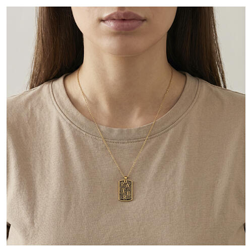 Collier Benedictus Pater argent 925 doré bruni 2