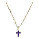Kette von Agios, Kreuz, Lumae Patronus, 925er Silber, vergoldet, violette Zirkone, Perlen s1