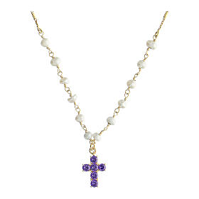 Collana Lumae Patronus argento dorato zirconi viola Agios Gioielli