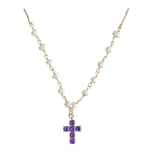 Collana Lumae Patronus argento dorato zirconi viola Agios Gioielli 1