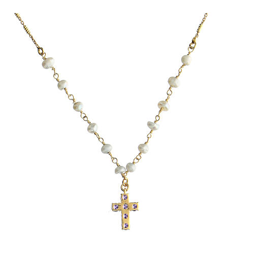 Collana Lumae Patronus argento dorato zirconi viola Agios Gioielli 3