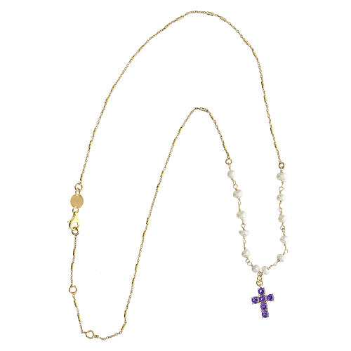 Colar Lumae Patronus prata 925 dourada zircões roxos Agios 4