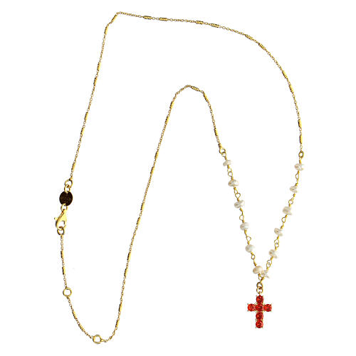 Lumae Patronus necklace by Agios, gold plated 925 silver and red rhinestones 4