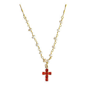 Lumae Patronus red zircon cross necklace Agios Gioielli silver 925