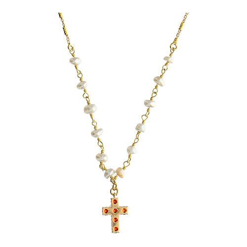 Lumae Patronus red zircon cross necklace Agios Gioielli silver 925 2
