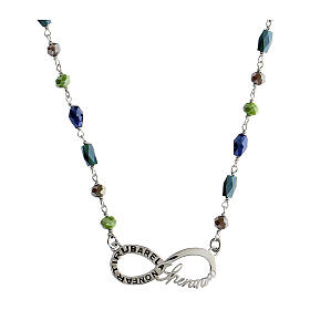 Kette von Agios, Infinitum, 925er Silber, rhodiniert, Natursteine in Blau-/Grüntönen