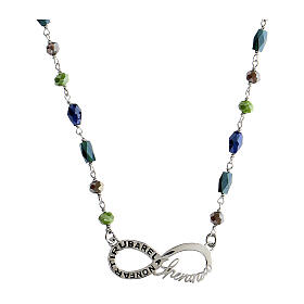 Infinity necklace green blue silver color Agios