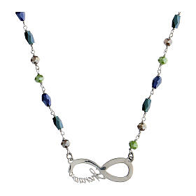 Infinity necklace green blue silver color Agios