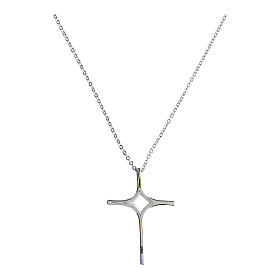 Cross necklace Illumina bicolor silver Agios zircons