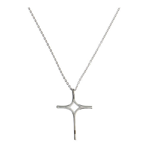 Cross necklace Illumina bicolor silver Agios zircons 2