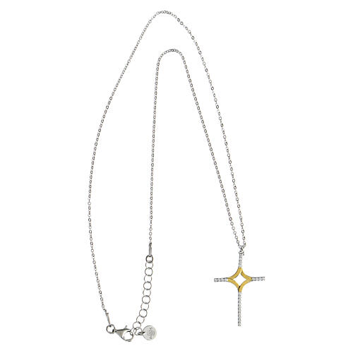 Cross necklace Illumina bicolor silver Agios zircons 3