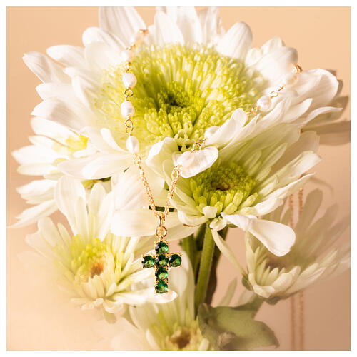 Lumae Patronus necklace by Agios, gold plated 925 silver and green rhinestones 4